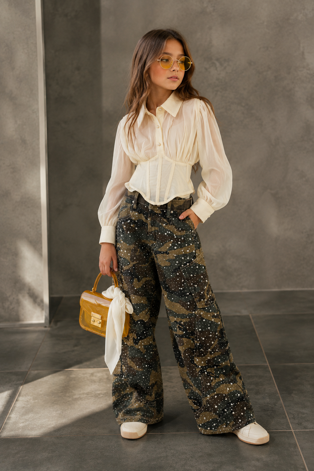 Jeans diamond mimetico